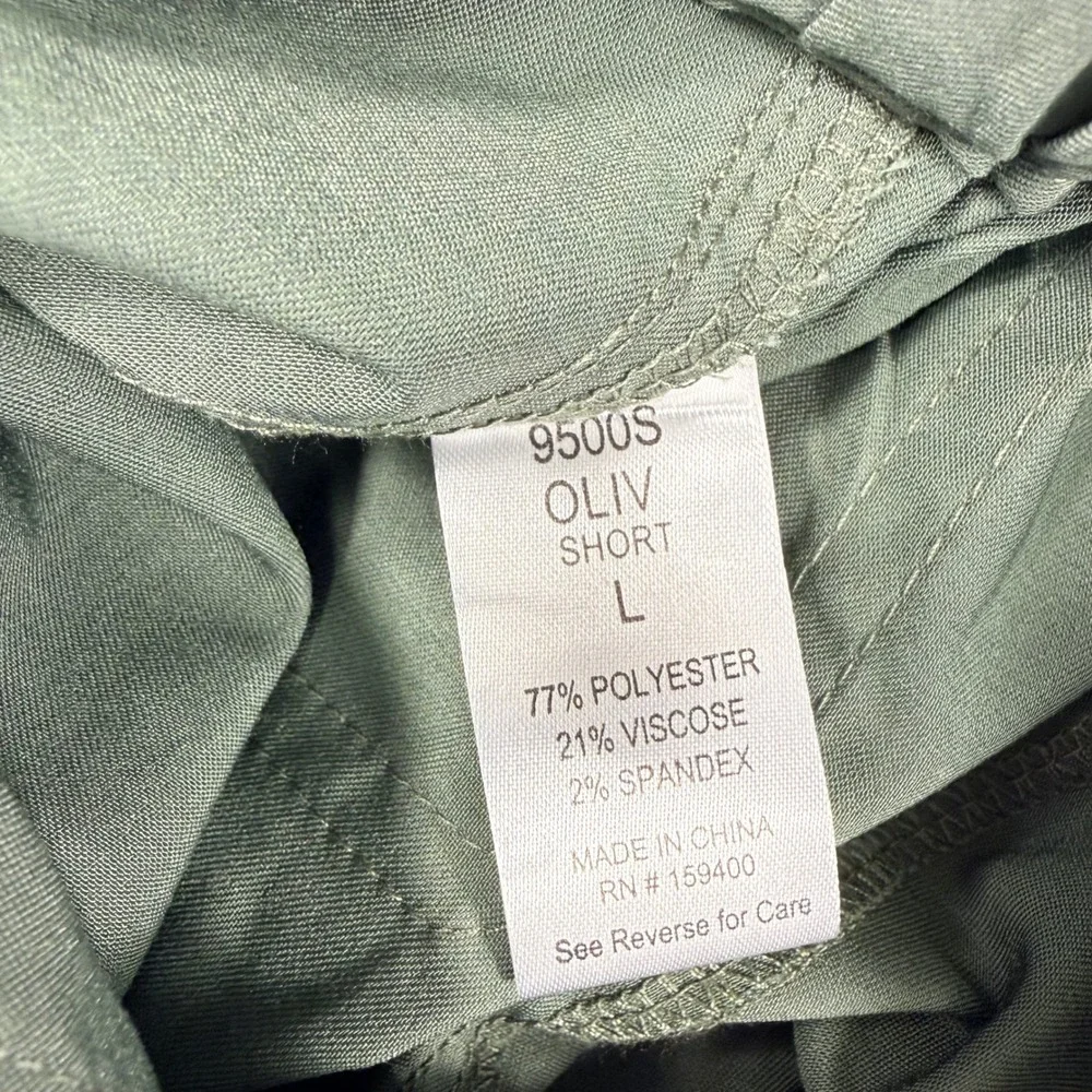 Med Works Epic Cargo Scrub Pants Large Short Olive Green Stretch 9500S